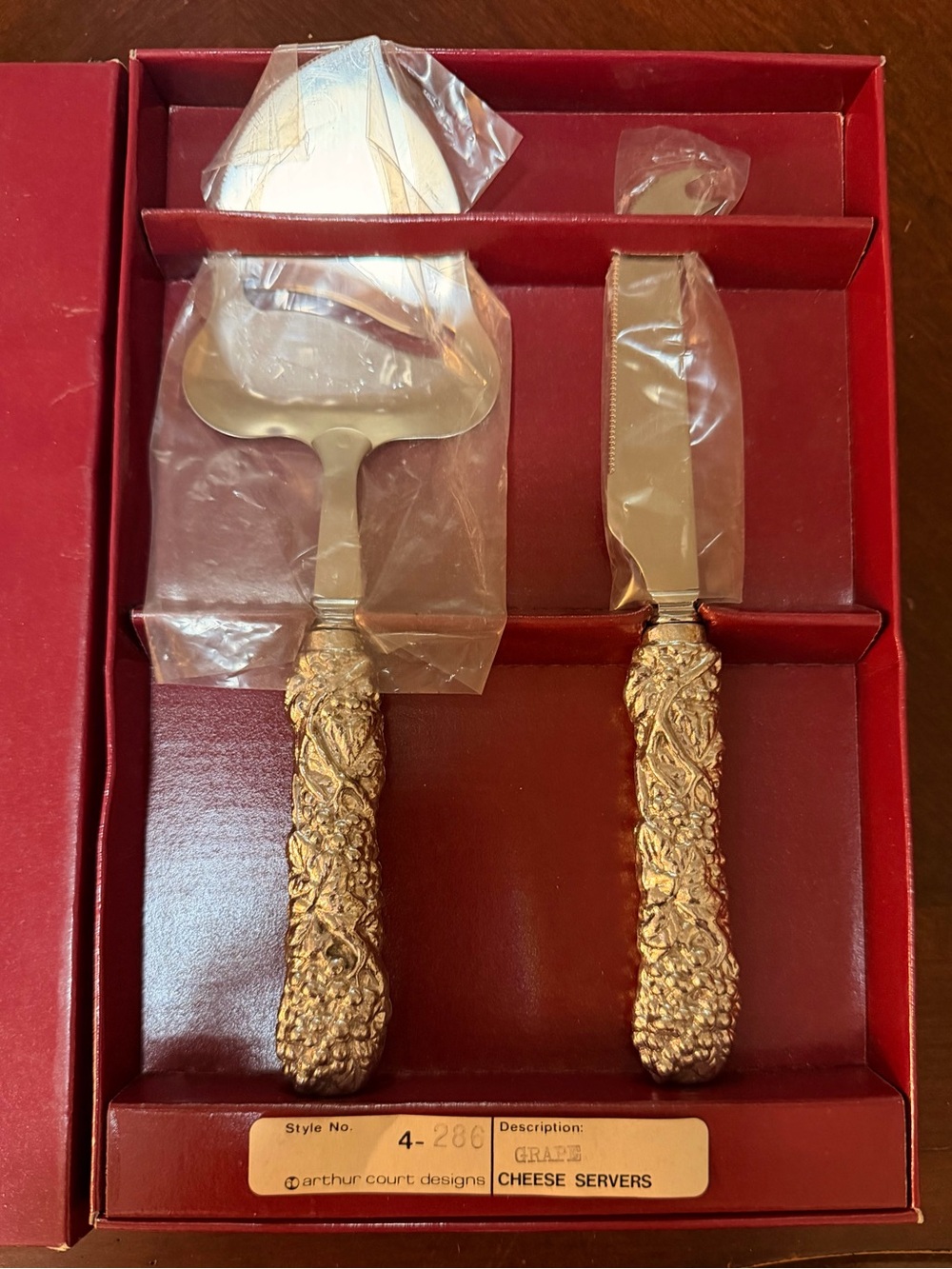 Vintage Arthur Court Ornate Silver-Tone Cheese Server Set NWT